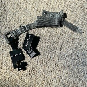 Bebe Black and Gray metal mesh belt women’s
